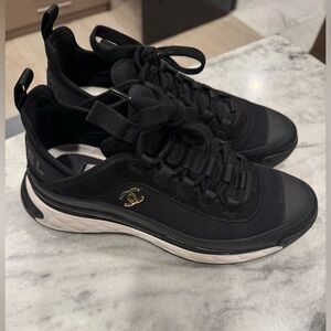 CHANEL Women's Black and Gold Sneakers